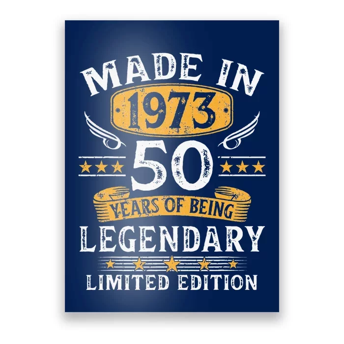 Made In 1973 Limited Edition 50 Year Old 50th Birthday Gifts Poster