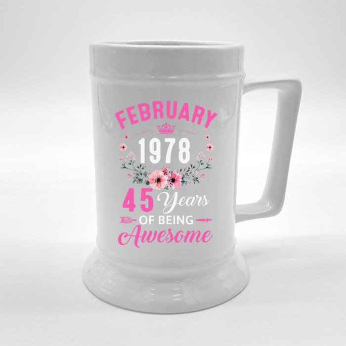 Made In 1978 45 Years Old February 45Th Birthday Women Front & Back Beer Stein