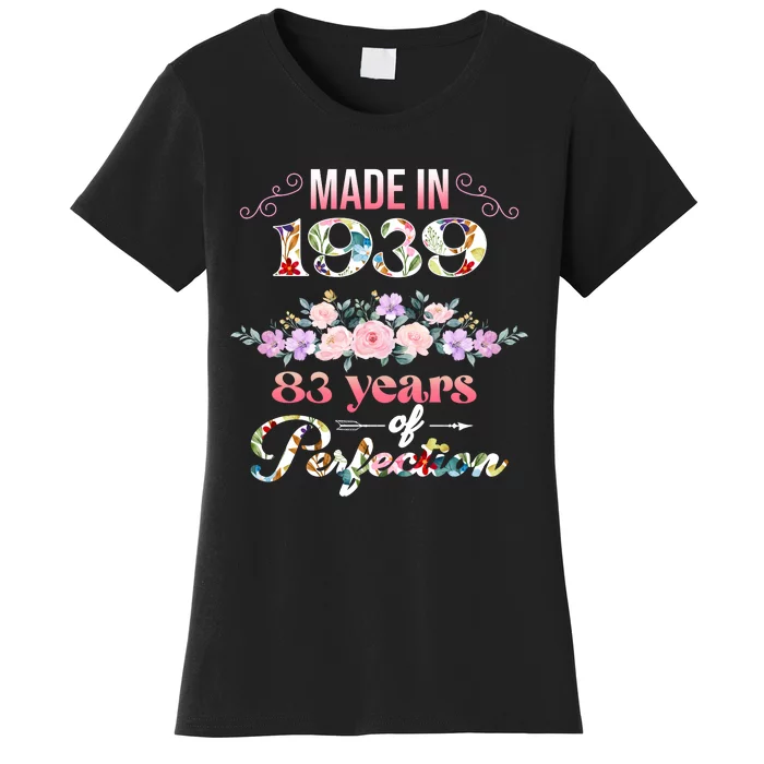 Made In 1939 Floral 83rd Birthday Gift Women's T-Shirt