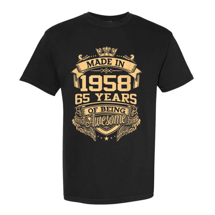 Made In 1958 65 Years Of Being Awesome 65th Birthday Garment-Dyed Heavyweight T-Shirt