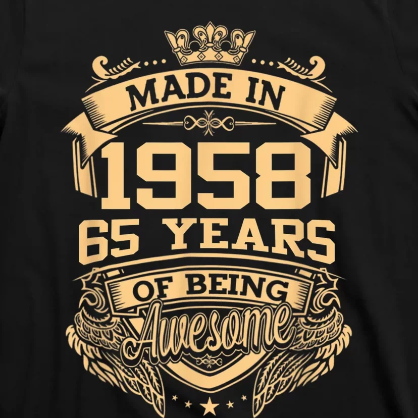 Made In 1958 65 Years Of Being Awesome 65th Birthday T-Shirt