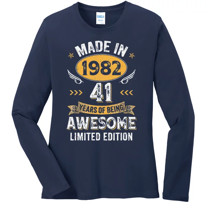 Made In 1982 41 Years Old 41Th Birthday For Women Ladies Long Sleeve Shirt