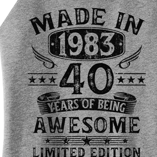 Made In 1983 40 Years Old 40th Birthday Gifts For Women’s Perfect Tri Rocker Tank