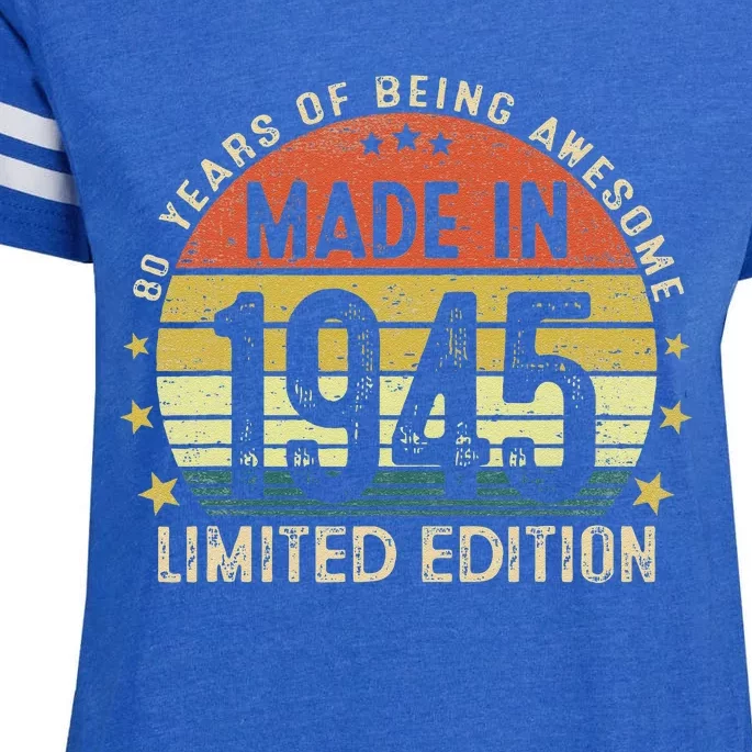 Made In 1945 Limited Edition 80th Birthday 80 Year Old Gifts Enza Ladies Jersey Football T-Shirt