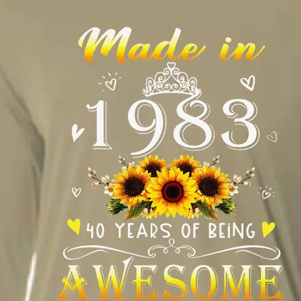 Made In 1983 Sunflower 40th Bday 40 Years Of Being Awesome Cooling Performance Long Sleeve Crew