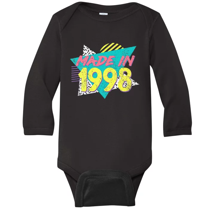 Made In 1998 Retro Vintage 26th Birthday Baby Long Sleeve Bodysuit