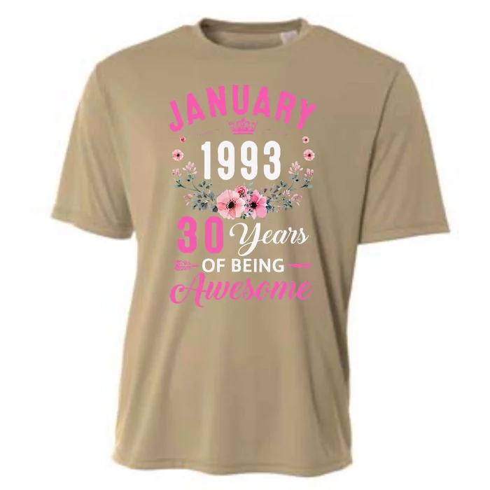 Made In 1993 30 Years Old January 30Th Birthday Women Cooling Performance Crew T-Shirt