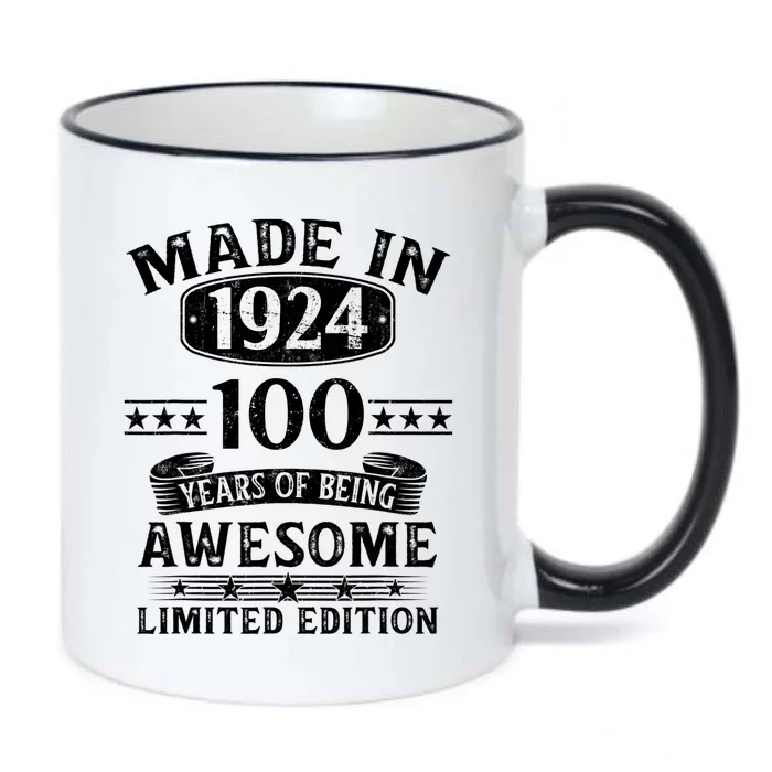 Made In 1924 100 Years Of Being Awesome Limited Edition 100th Birthday Black Color Changing Mug