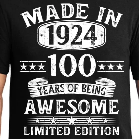 Made In 1924 100 Years Of Being Awesome Limited Edition 100th Birthday Pajama Set