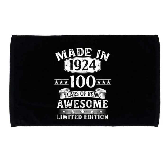 Made In 1924 100 Years Of Being Awesome Limited Edition 100th Birthday Microfiber Hand Towel