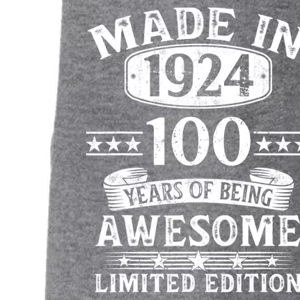 Made In 1924 100 Years Of Being Awesome Limited Edition 100th Birthday Doggie 3-End Fleece Hoodie