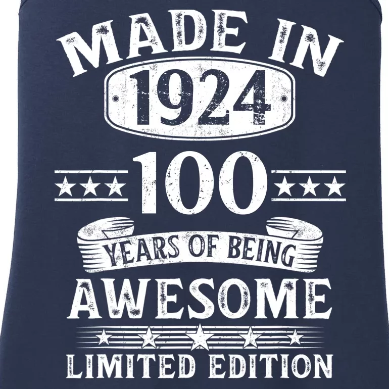 Made In 1924 100 Years Of Being Awesome Limited Edition 100th Birthday Ladies Essential Tank