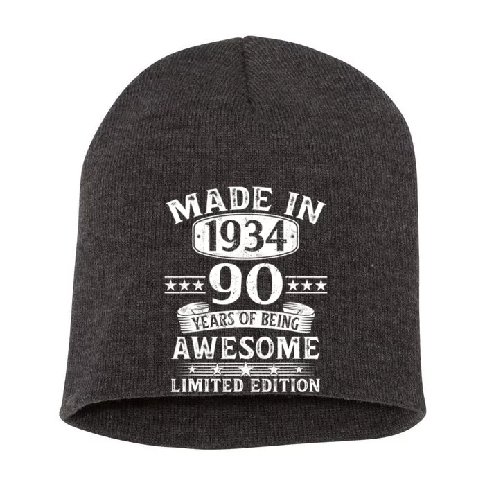 Made In 1934 90 Years Of Being Awesome Limited Edition 90th Birthday Short Acrylic Beanie