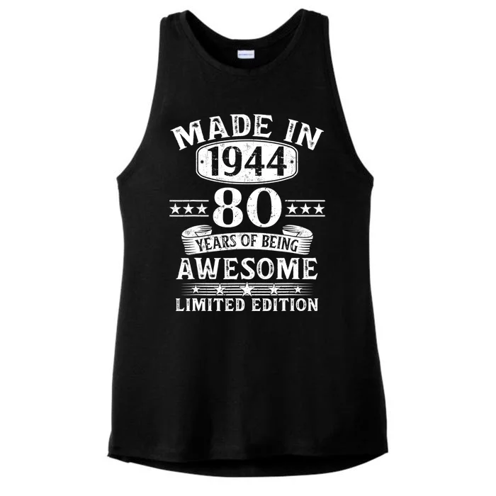 Made In 1944 80 Years Of Being Awesome Limited Edition 80th Birthday Ladies Tri-Blend Wicking Tank