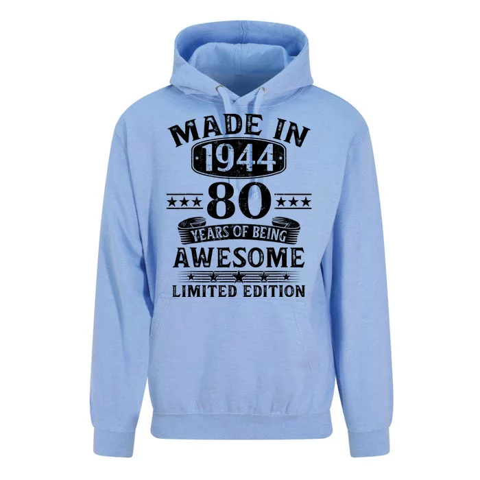 Made In 1944 80 Years Of Being Awesome Limited Edition 80th Birthday Unisex Surf Hoodie