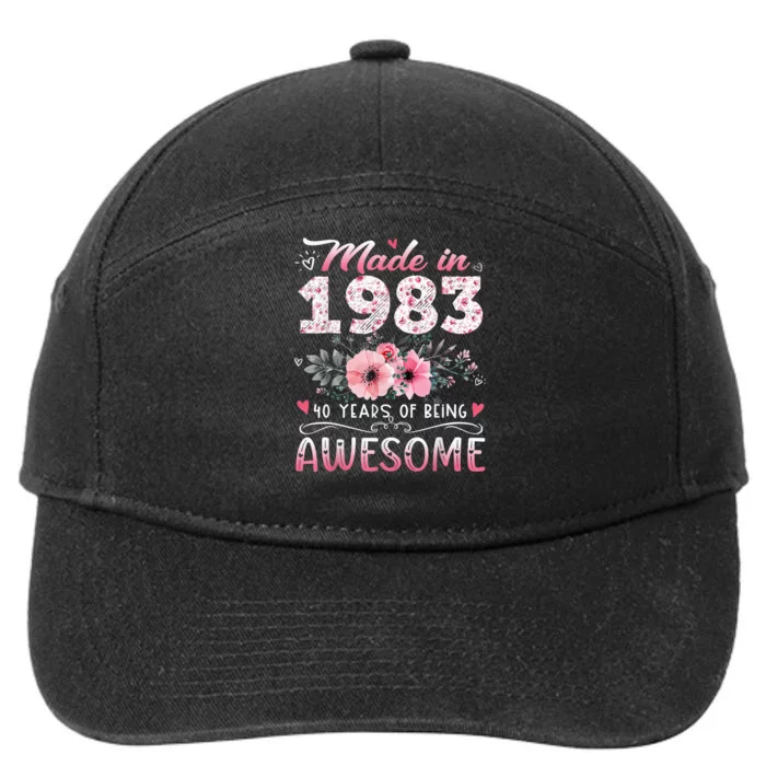 Made In 1983 Floral 40th Birthday 40 Years Of Being Awesome 7-Panel Snapback Hat