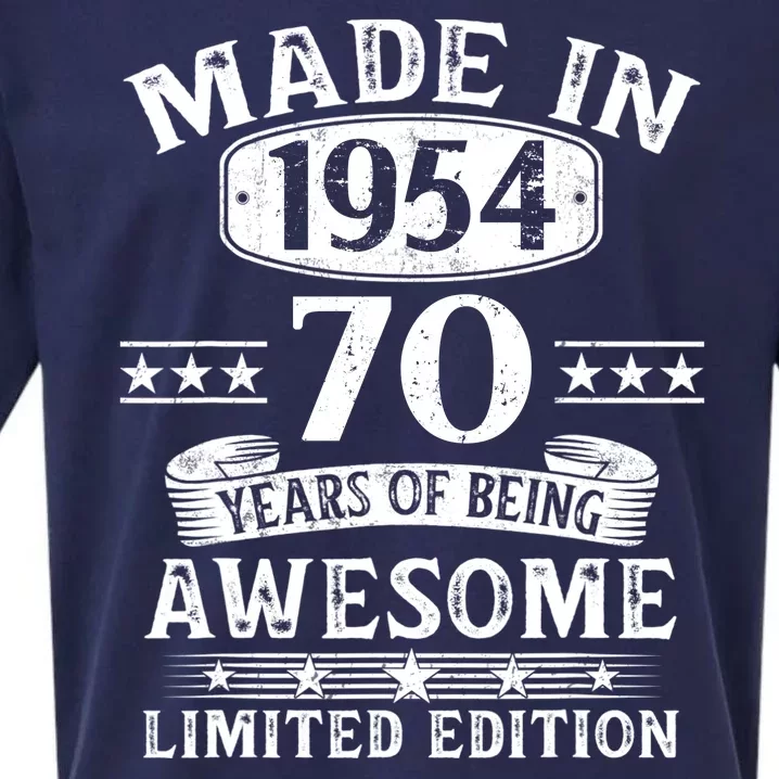 Made In 1954 70 Years Of Being Awesome Limited Edition 70th Birthday Sueded Cloud Jersey T-Shirt