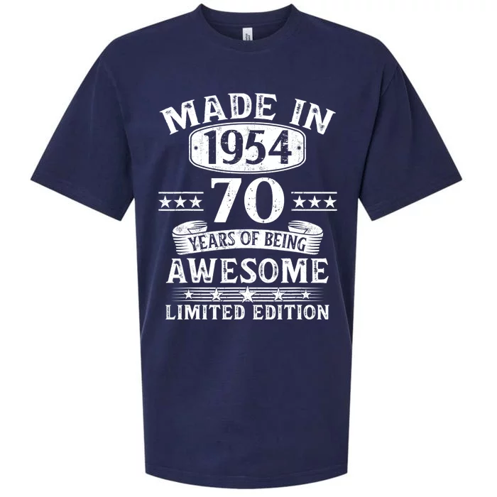 Made In 1954 70 Years Of Being Awesome Limited Edition 70th Birthday Sueded Cloud Jersey T-Shirt