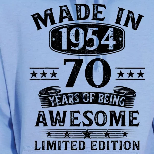 Made In 1954 70 Years Of Being Awesome Limited Edition 70th Birthday Unisex Surf Hoodie