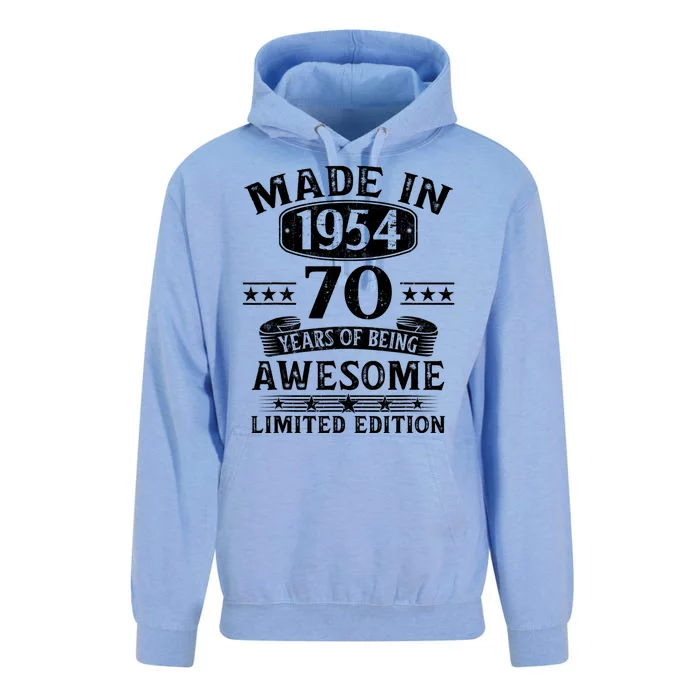 Made In 1954 70 Years Of Being Awesome Limited Edition 70th Birthday Unisex Surf Hoodie