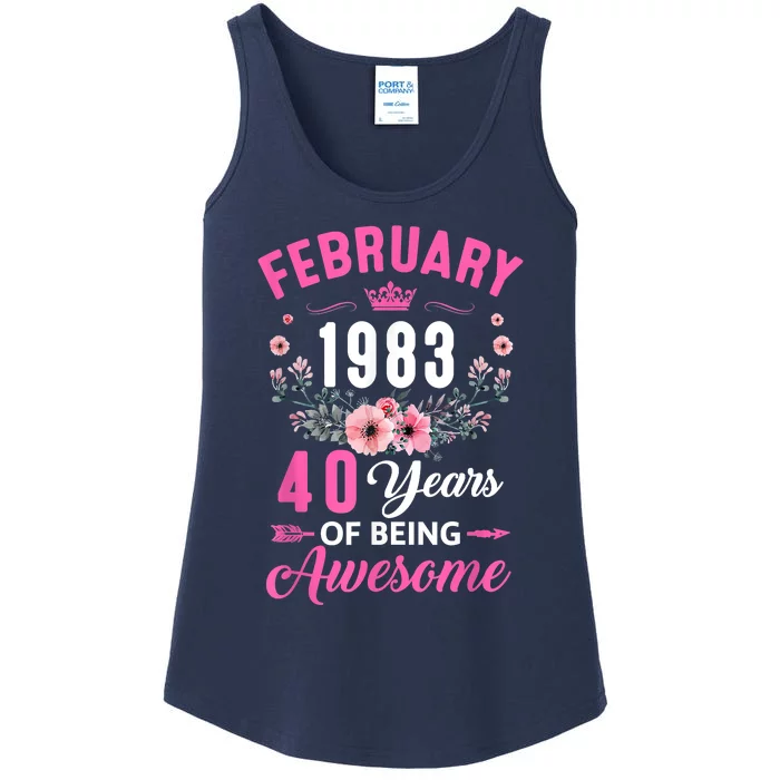 Made In 1983 40 Years Old February 40Th Birthday Ladies Essential Tank