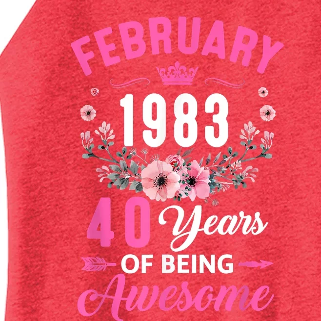 Made In 1983 40 Years Old February 40Th Birthday Women’s Perfect Tri Rocker Tank