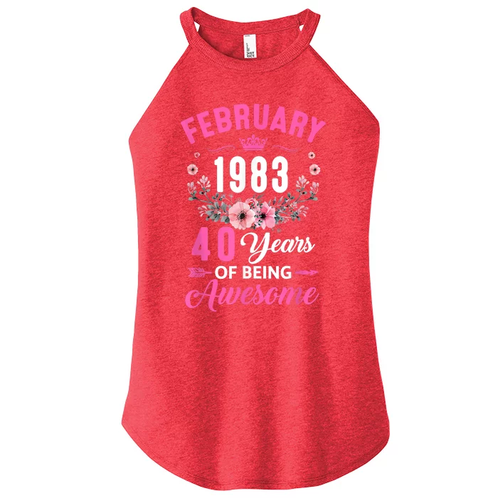 Made In 1983 40 Years Old February 40Th Birthday Women’s Perfect Tri Rocker Tank