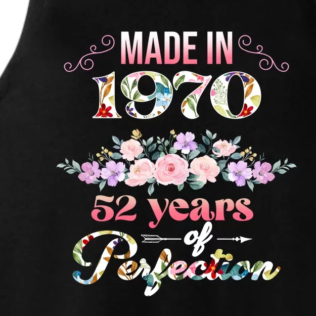 Made In 1970 Floral 52nd Birthday Gift Ladies Tri-Blend Wicking Tank