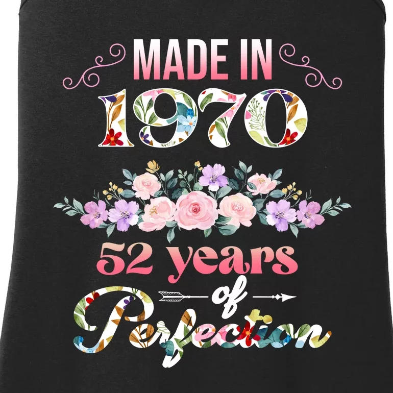 Made In 1970 Floral 52nd Birthday Gift Ladies Essential Tank