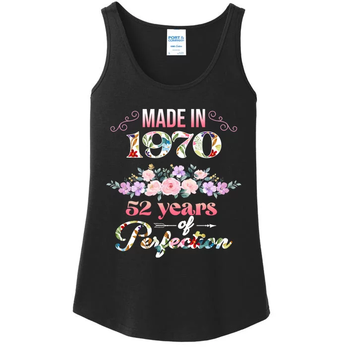 Made In 1970 Floral 52nd Birthday Gift Ladies Essential Tank