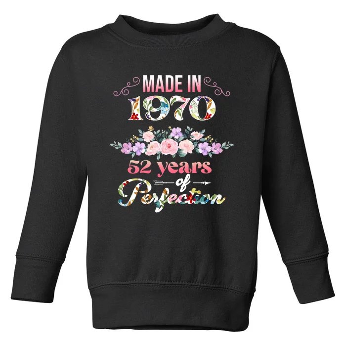 Made In 1970 Floral 52nd Birthday Gift Toddler Sweatshirt