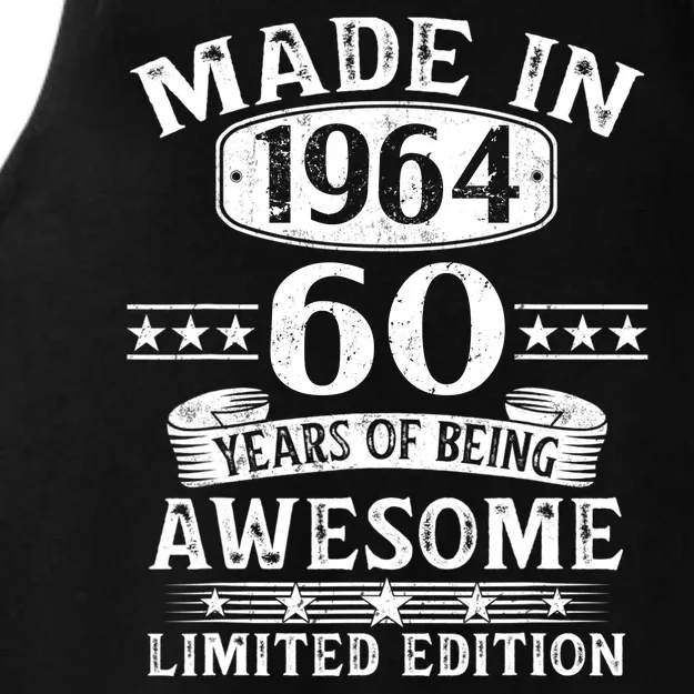 Made In 1964 60 Years Of Being Awesome Limited Edition 60th Birthday Ladies Tri-Blend Wicking Tank