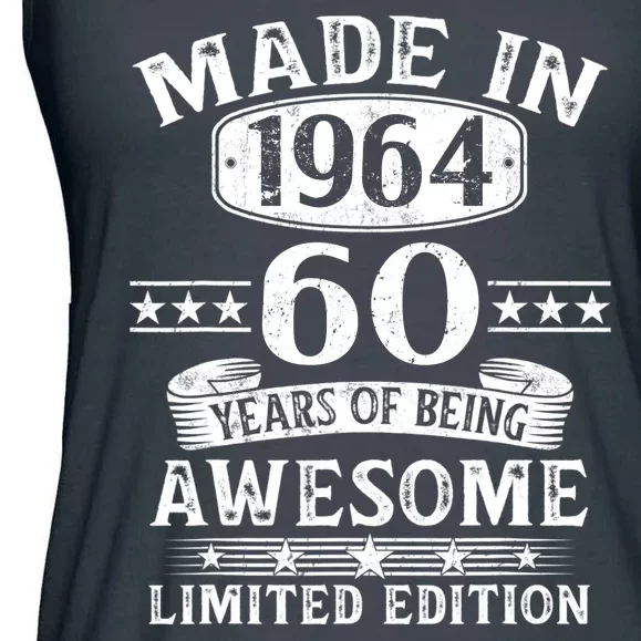 Made In 1964 60 Years Of Being Awesome Limited Edition 60th Birthday Ladies Essential Flowy Tank