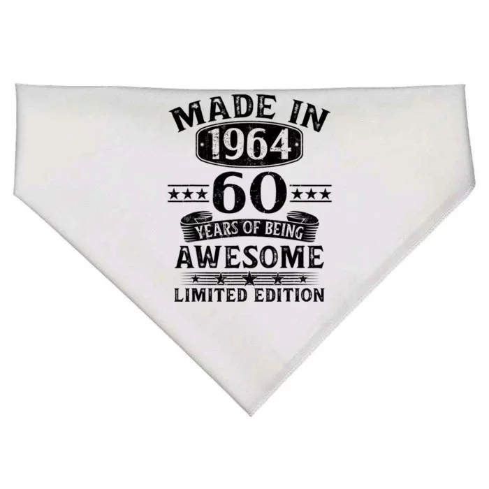 Made In 1964 60 Years Of Being Awesome Limited Edition 60th Birthday USA-Made Doggie Bandana