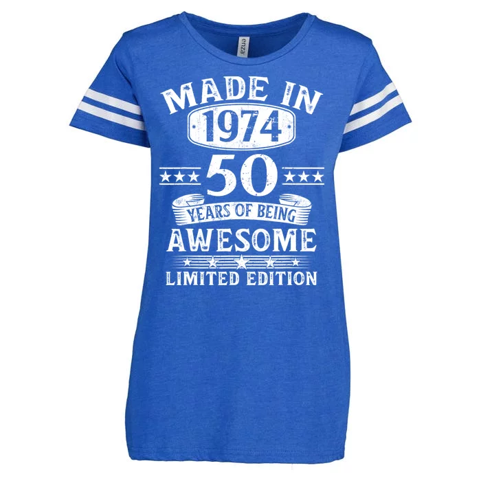 Made In 1974 50 Years Of Being Awesome Limited Edition 50th Birthday Enza Ladies Jersey Football T-Shirt