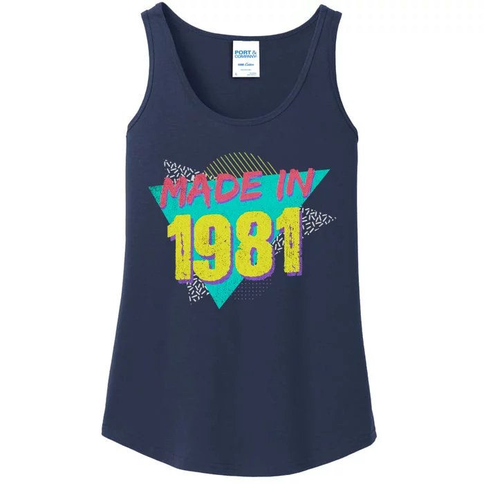 Made In 1981 Birthday Retro Vintage Ladies Essential Tank