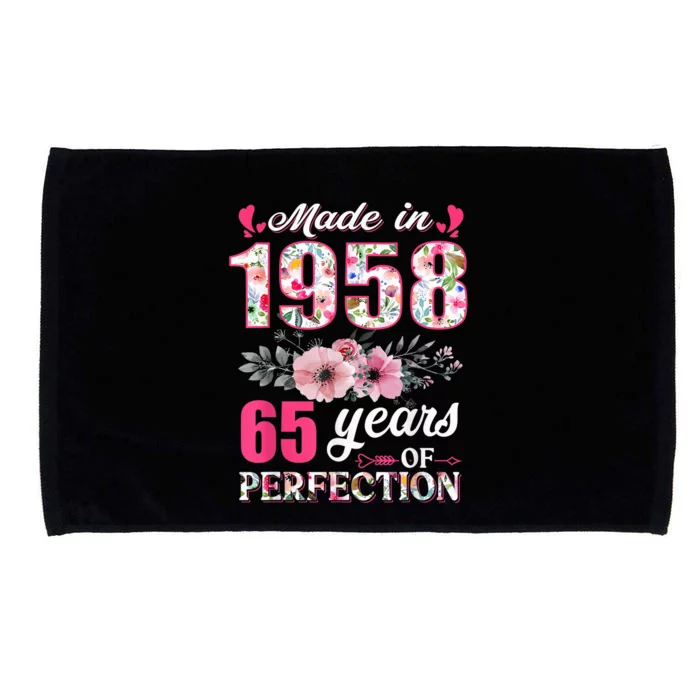 Made In 1958 Floral 65 Year Old 65th Birthday Present Gifts Wo Microfiber Hand Towel