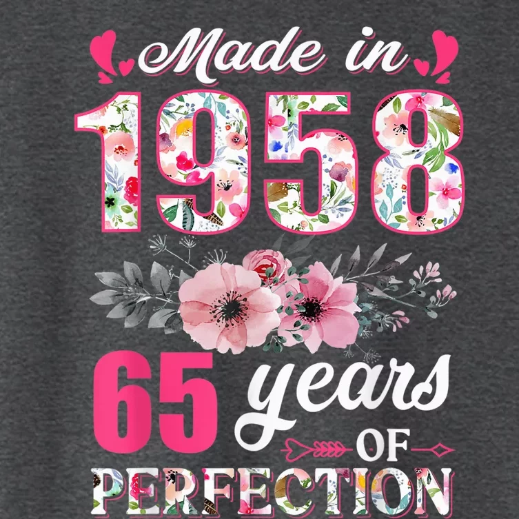 Made In 1958 Floral 65 Year Old 65th Birthday Present Gifts Wo Women's Crop Top Tee