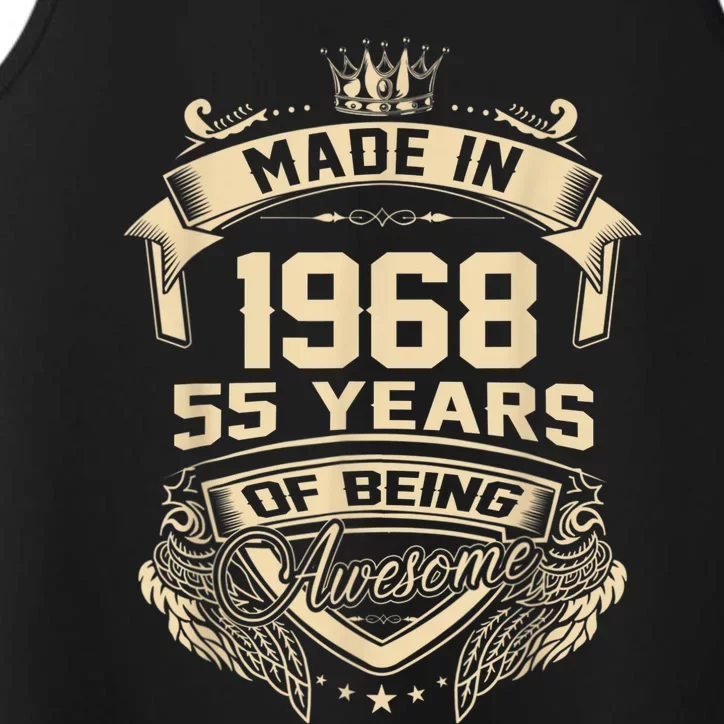 Made In 1968 55 Years Of Being Awesome 55th Birthday Performance Tank