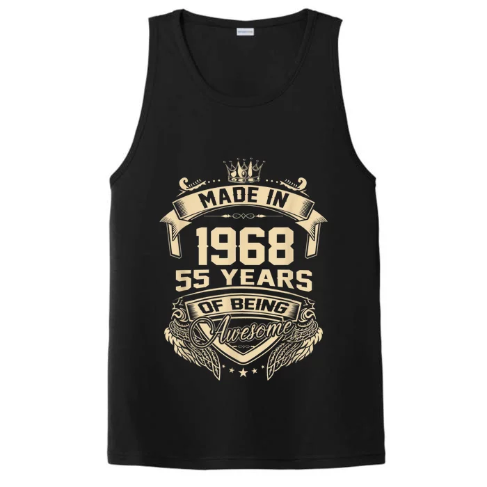 Made In 1968 55 Years Of Being Awesome 55th Birthday Performance Tank