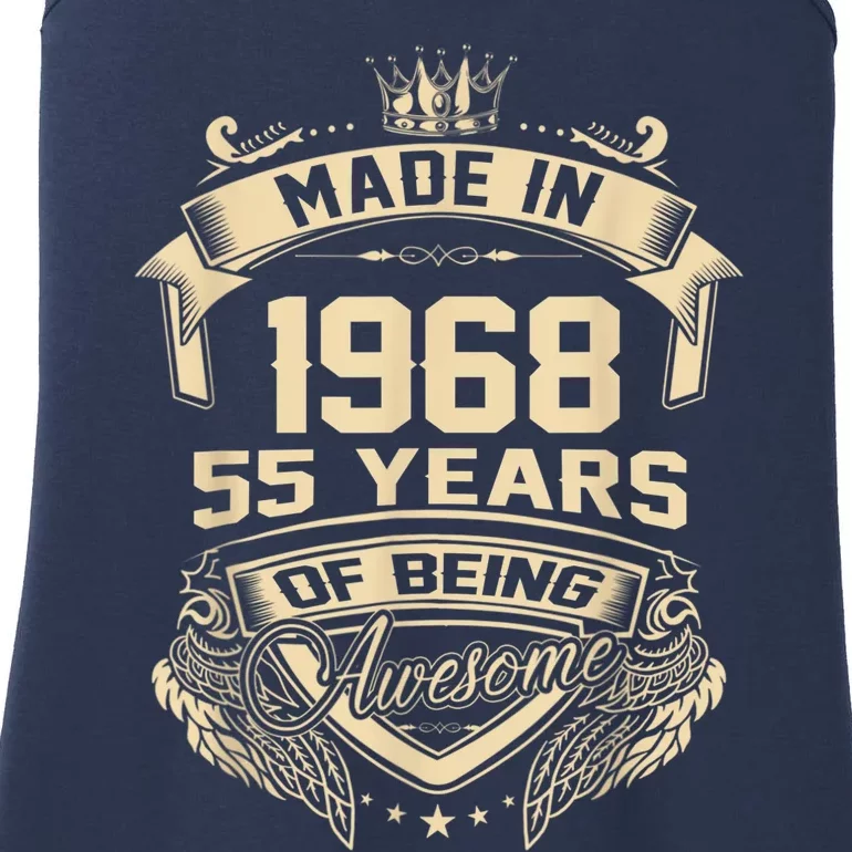 Made In 1968 55 Years Of Being Awesome 55th Birthday Ladies Essential Tank