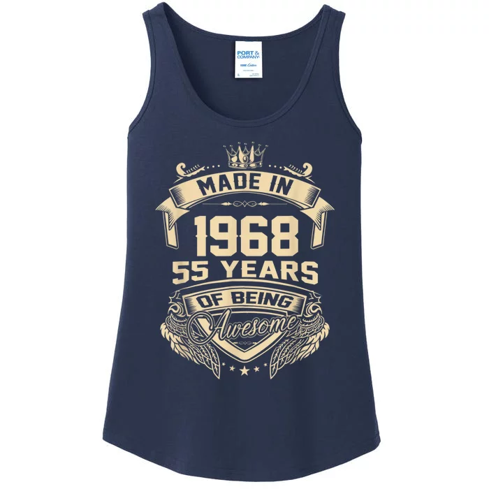 Made In 1968 55 Years Of Being Awesome 55th Birthday Ladies Essential Tank