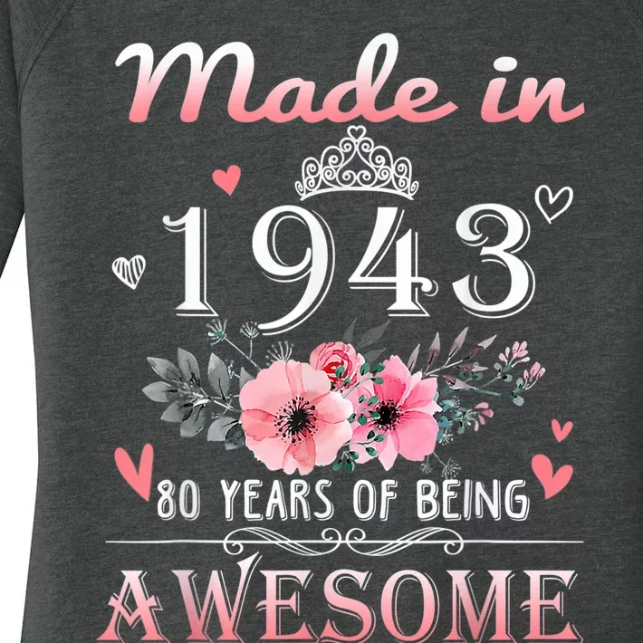 Made In 1943 Floral 80 Year Old 80th Birthday Gifts Wom.e.n Women's Perfect Tri Tunic Long Sleeve Shirt