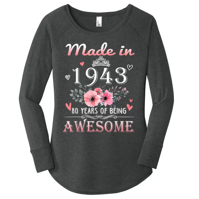 Made In 1943 Floral 80 Year Old 80th Birthday Gifts Wom.e.n Women's Perfect Tri Tunic Long Sleeve Shirt