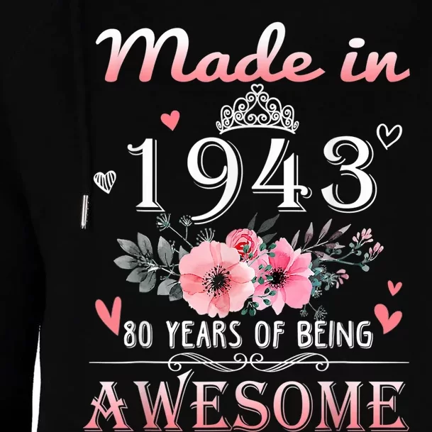 Made In 1943 Floral 80 Year Old 80th Birthday Gifts Wom.e.n Womens Funnel Neck Pullover Hood