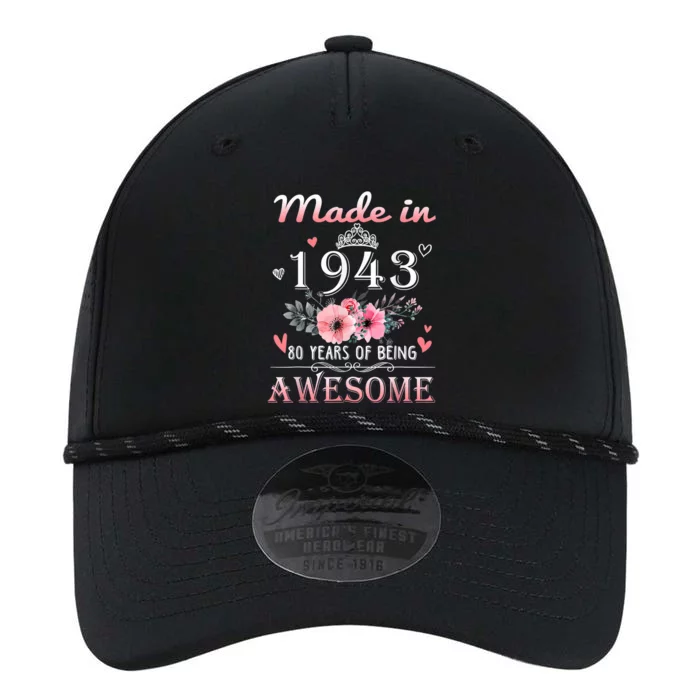 Made In 1943 Floral 80 Year Old 80th Birthday Gifts Wom.e.n Performance The Dyno Cap