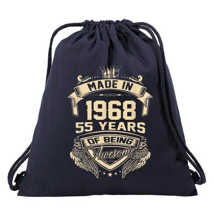 Made In 1968 55 Years Of Being Awesome 55th Birthday Drawstring Bag