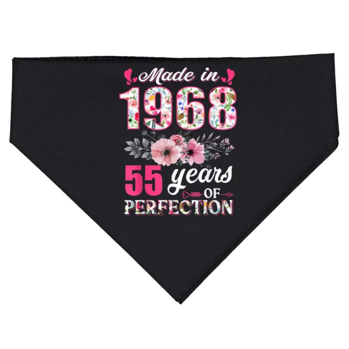 Made In 1968 Floral 55 Year Old 55th Birthday Present Gifts Wo USA-Made Doggie Bandana