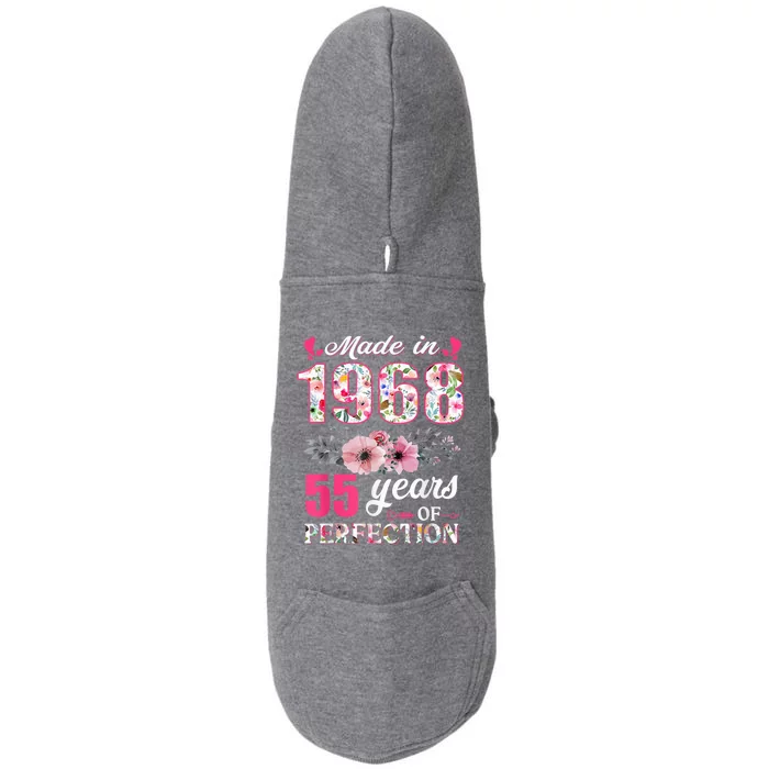 Made In 1968 Floral 55 Year Old 55th Birthday Present Gifts Wo Doggie 3-End Fleece Hoodie