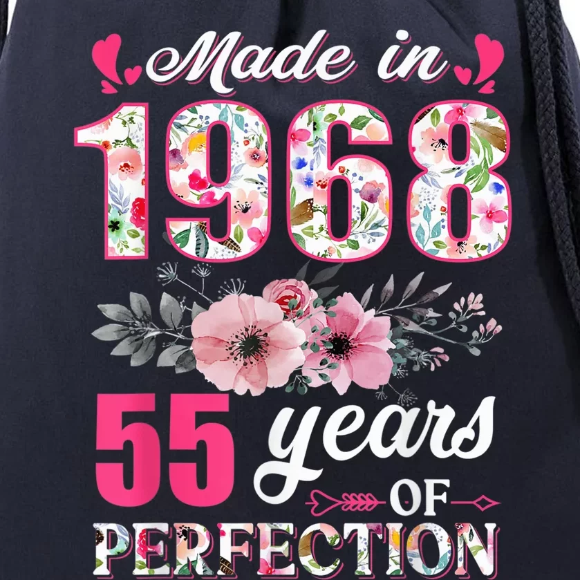 Made In 1968 Floral 55 Year Old 55th Birthday Present Gifts Wo Drawstring Bag